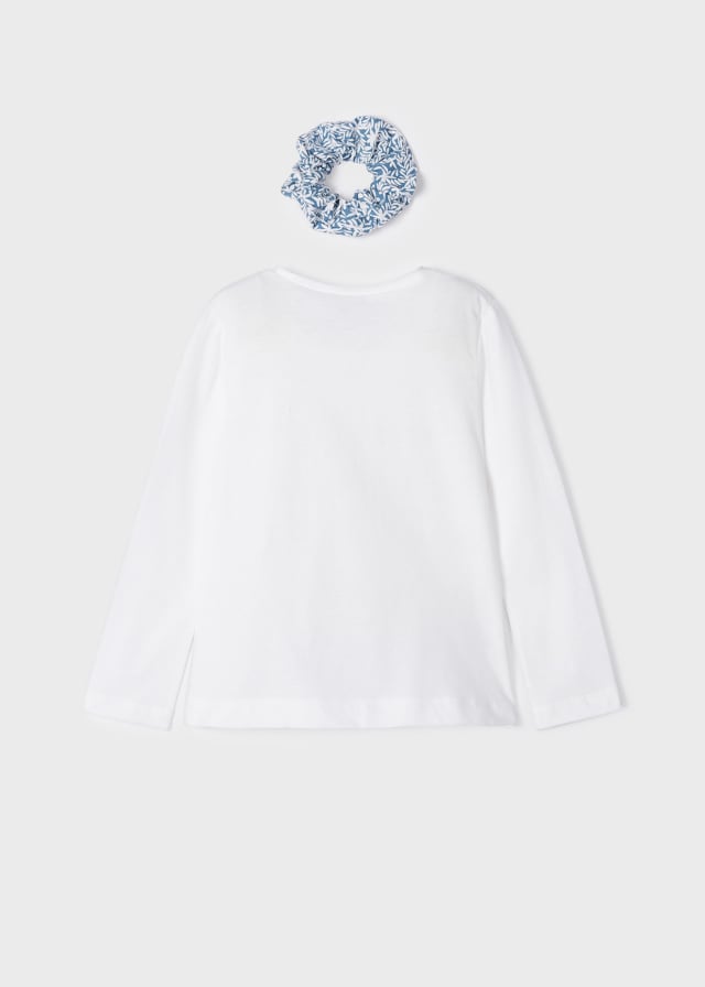 Комплект для девочки: блузка, резинка для волос Mayoral 3.072/60 (белый  5,7,8 лет)